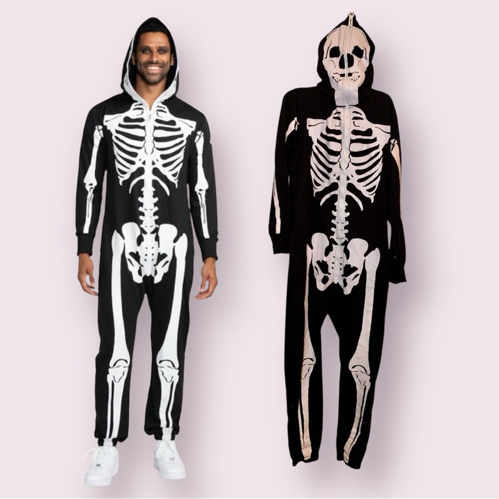 Tipsy Elves Skeleton Jumpsuit Costume With Hood Size Large